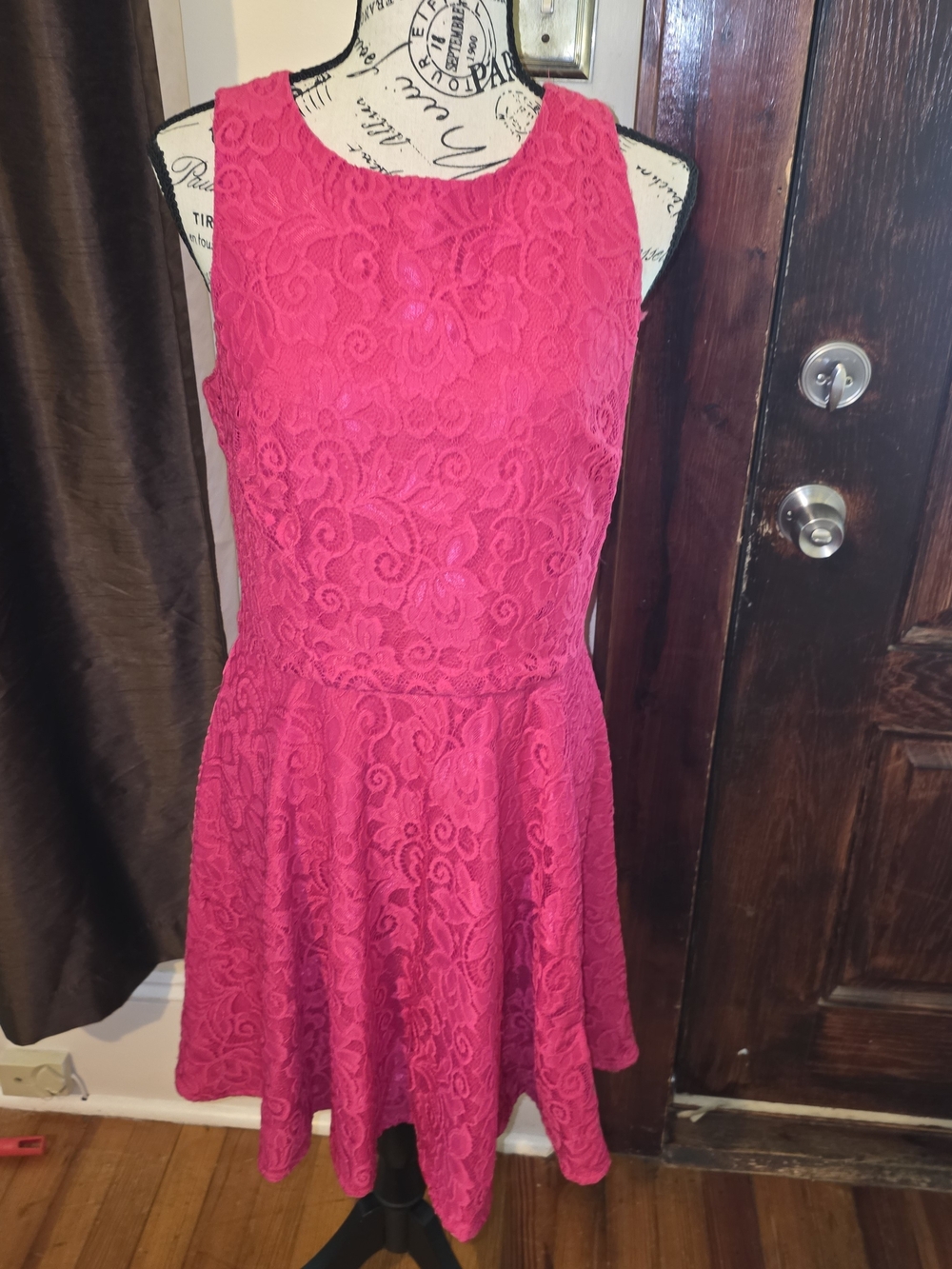 CeCe  hot pink sleeveless lace fit and flare dress Size 10